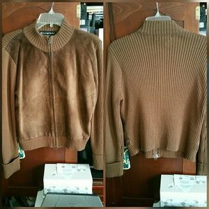 100% genuine leather (suede) panel jacket